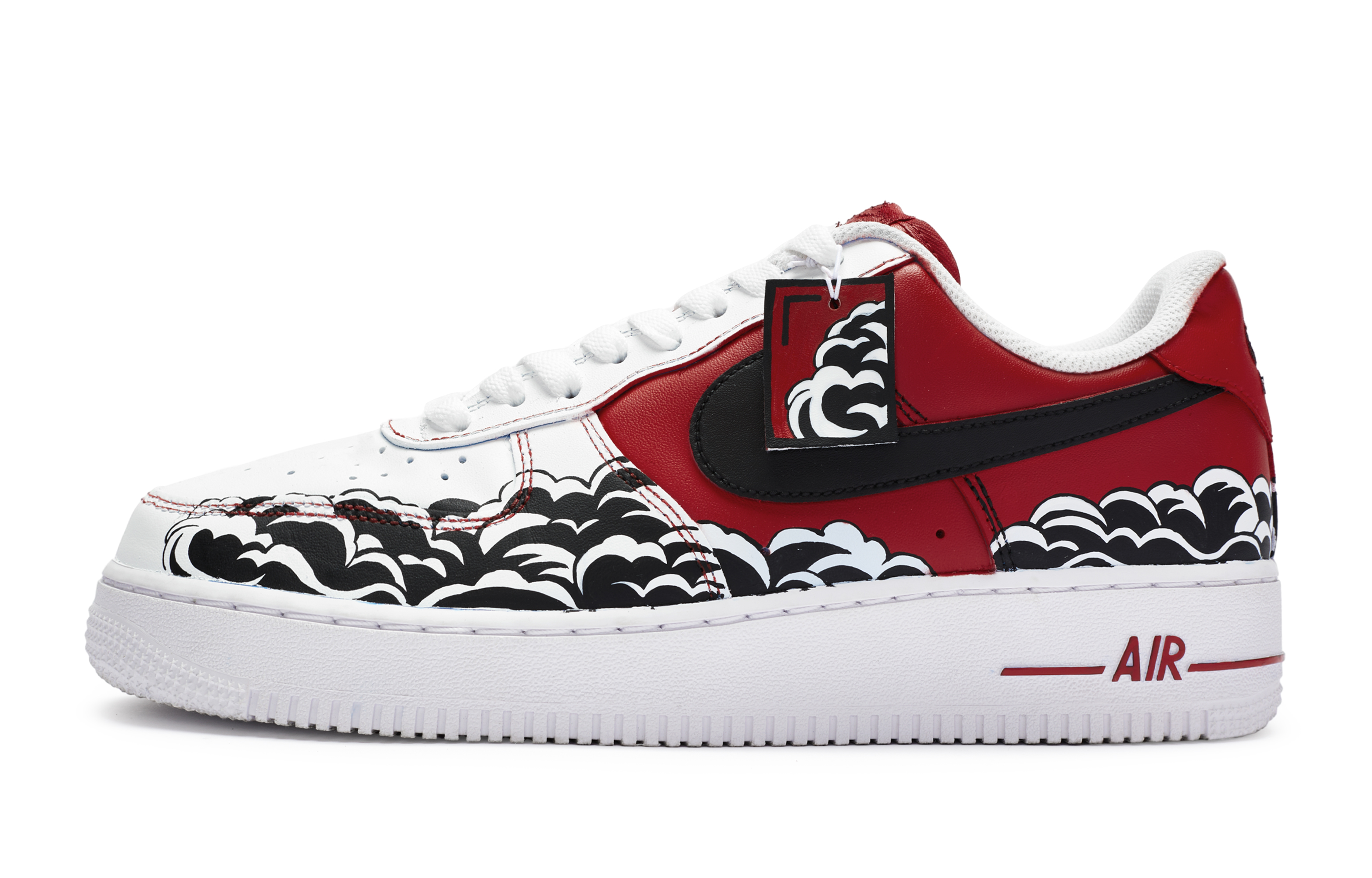 Nike Air Force 1 811 Manufacturing, Splendid Rivers And Streams Low top Skateboard Shoes GS Red Black White