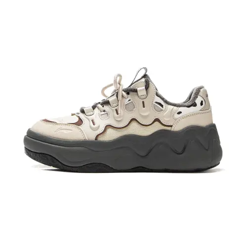 Li Ning Cheese 3.0 Slip Resistant Cushioning Abrasion Resistant Lightweight Low top Skateboard Shoes Women's Oat Gray