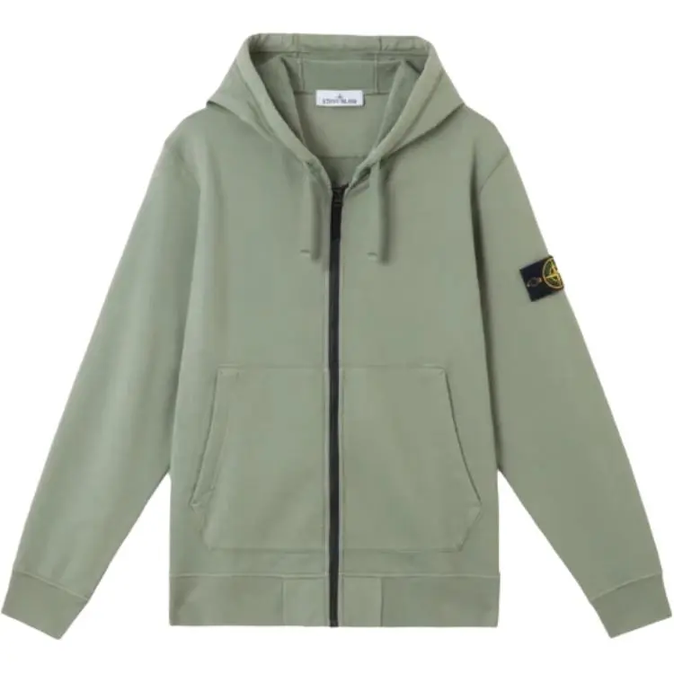 Stone Island Logo Patch Zip-Up Hoodie