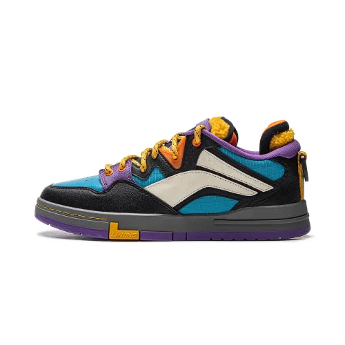 Li Ning Wave PRO Slip Resistant Abrasion Resistant Low top Skateboard Shoes Men's Black Blue White