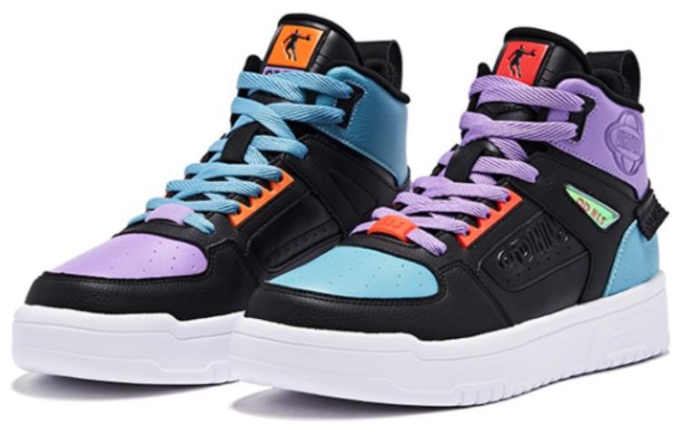 QIAODAN High top Skateboard Shoes Men's Black Purple