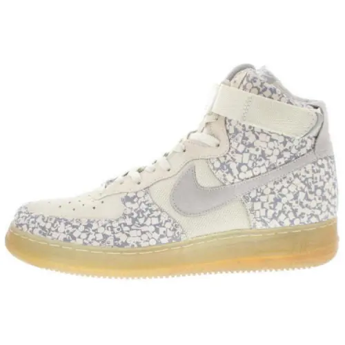 Nike Air Force 1 Slip Resistant Abrasion Resistant High top Skateboard Shoes Men's Beige Blue