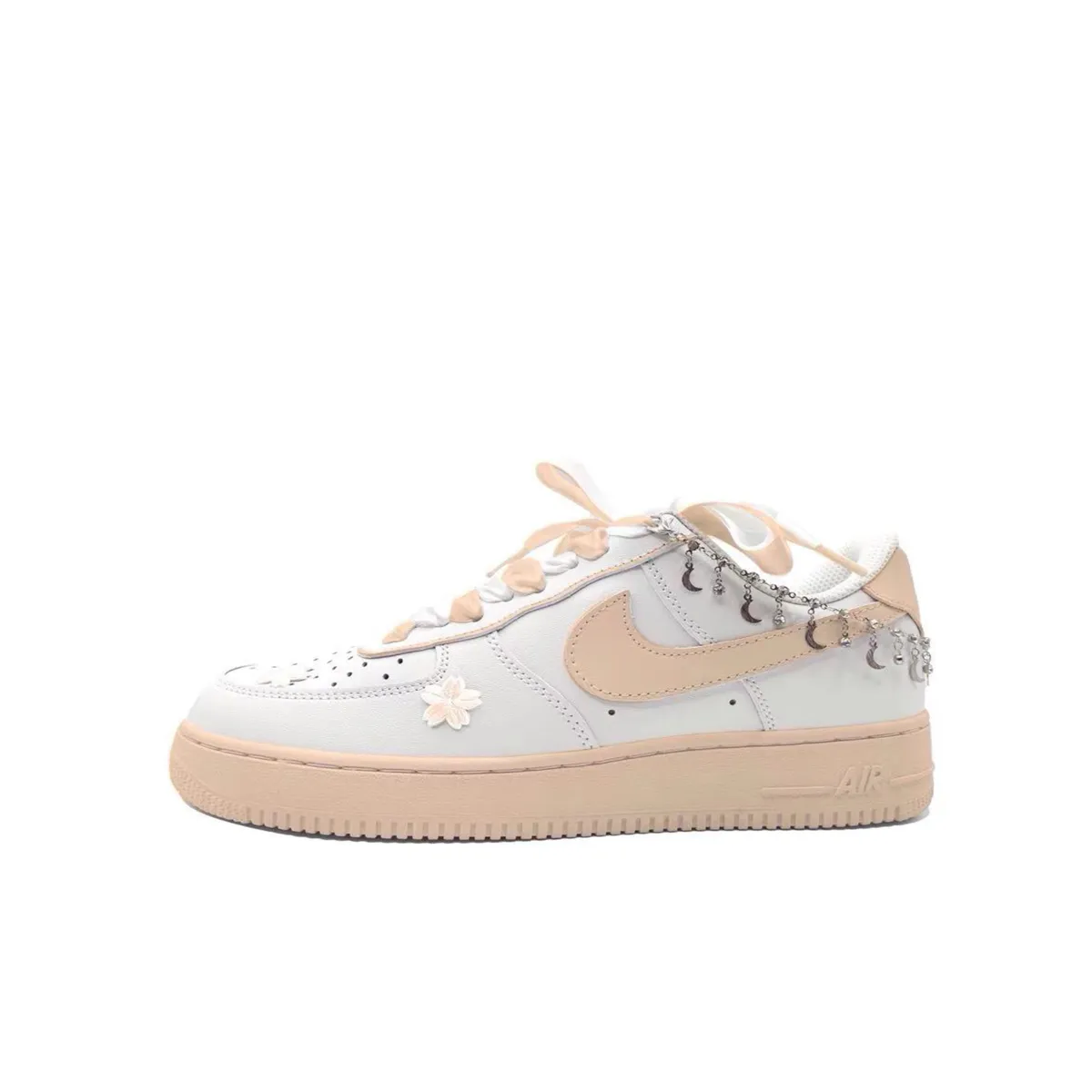Nike Air Force 1 Slip Resistant Abrasion Resistant Low top Skateboard Shoes Unisex White Orange