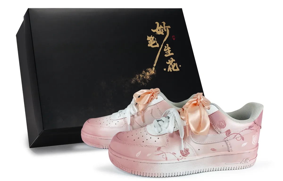 Nike Air Force 1 Wondrous Words, Rose Love Language Slip Resistant Abrasion Resistant Low top Skateboard Shoes Unisex