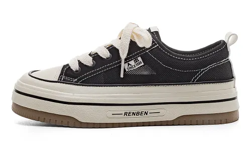 RENBEN Cushioning Height Increasing Low top Skateboard Shoes Women's Black