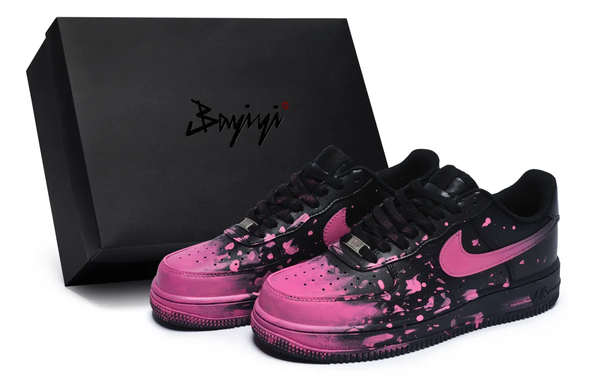 Nike Air Force 1 07 811 Manufacturing, Crazy Graffiti Red, Special Shoe Box Low top Skateboard Shoes Unisex Black Pink