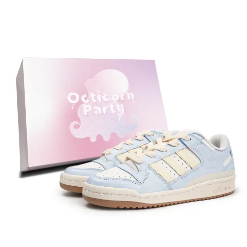 Adidas Originals FORUM Leather, Suede Cushioning, Wear Resistant Low top Skateboard Shoes Unisex Sky Blue