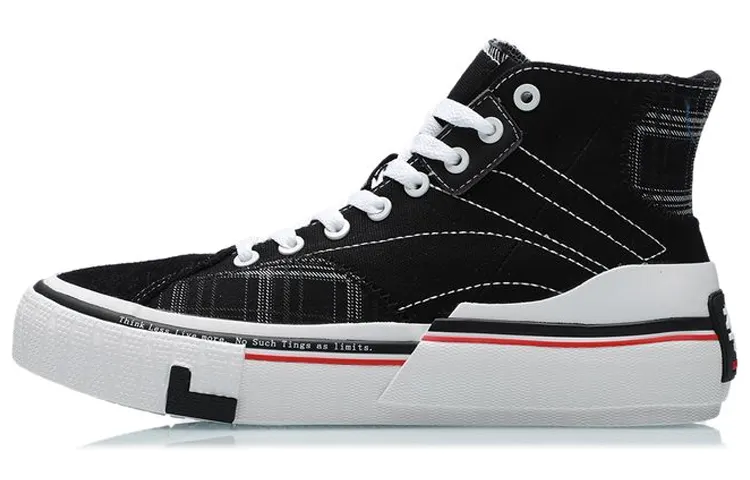 LiNing Canvas Hi Slip Resistant Cushioning Abrasion Resistant Lightweight High top Skateboard Shoes Women's Black White