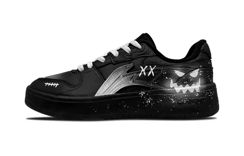 Li Ning Slip Resistant Height Increasing Slip Resistant Height Increasing Low top Skateboard Shoes Men's Black White