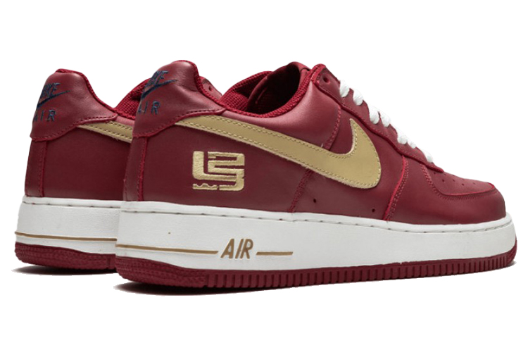 Мужские кроссовки Nike Air Force 1 (красно-бело-золотые) — Красный / белый / золотой — фото 4