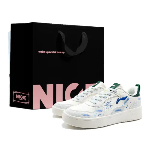 Li Ning Wheat Age Slip Resistant, Abrasion Resistant, Breathable Low top Skateboard Shoes Men's Blue White