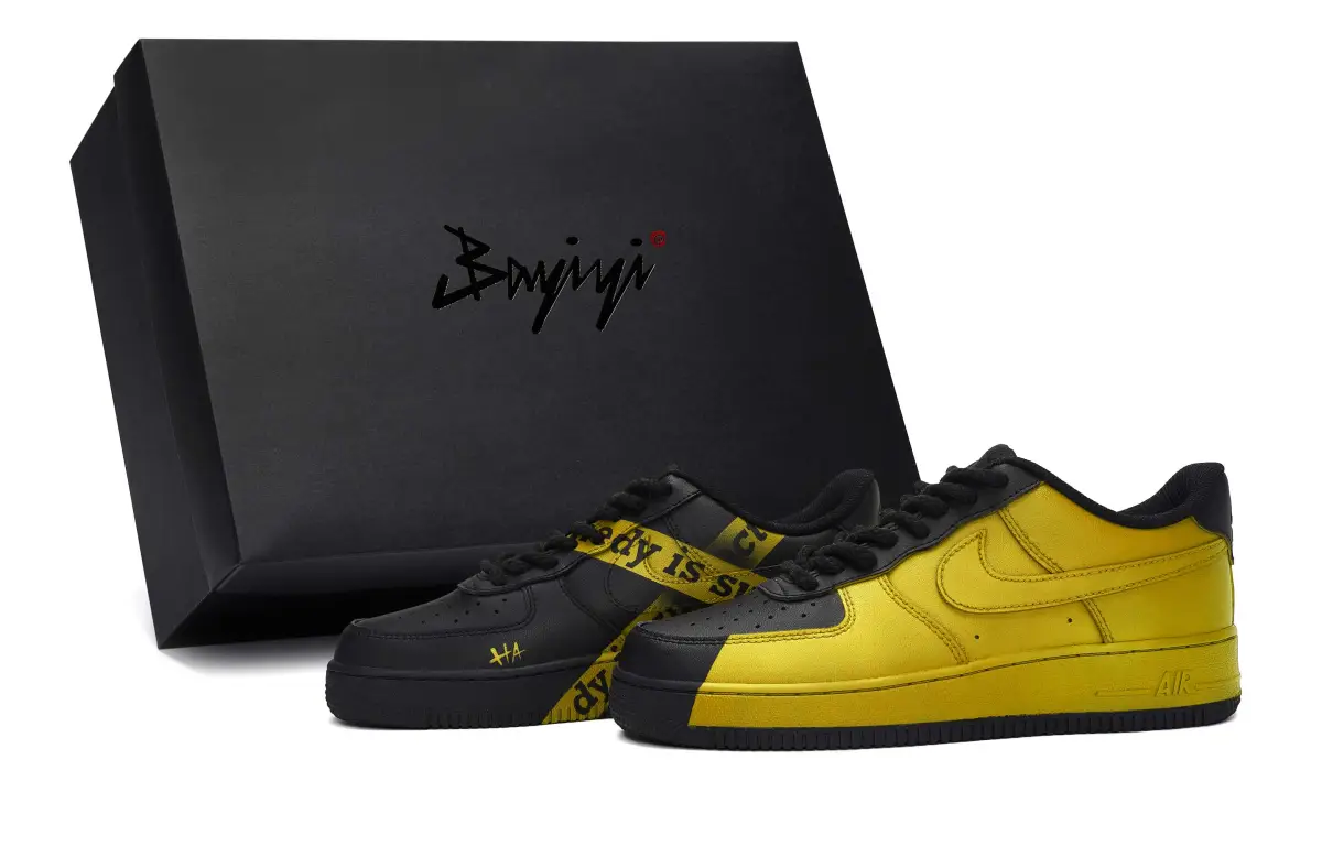 Nike Air Force 1 07 811 Manufacturing, Moon Shadow Clown, Special Shoe Box Low top Skateboard Shoes Unisex Black Yellow
