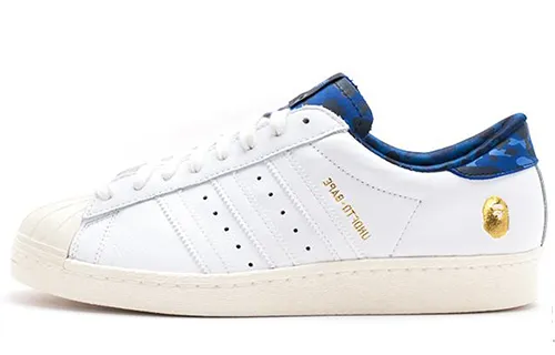 Superstar Undefeated x A Bathing Ape x Superstar Adidas Originalss 80v 'White Blue'