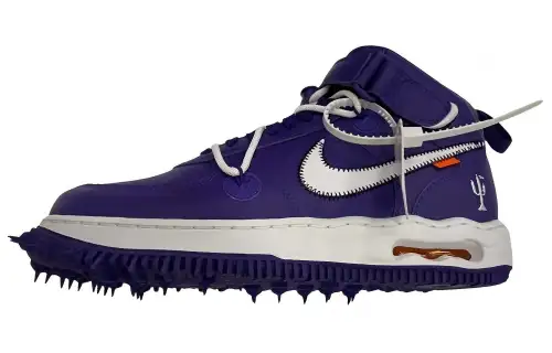 OFF WHITE x Nike Air Force 1 Slip Resistant Abrasion Resistant Mid top Skateboard Shoes Men's Purple