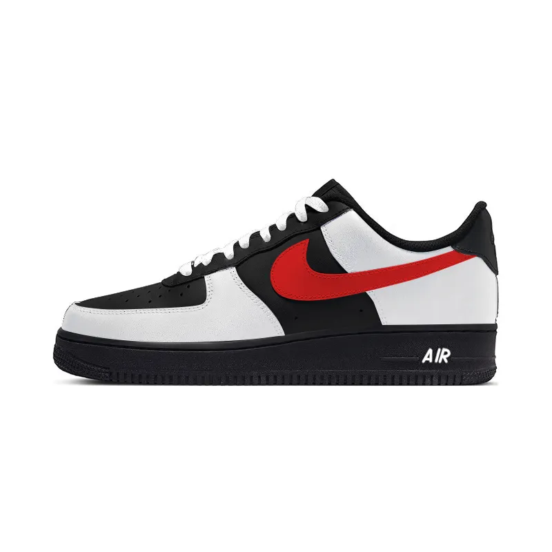 Nike Air Force 1 Slip Resistant Abrasion Resistant Low top Skateboard Shoes Unisex White Red