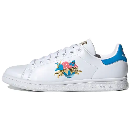 Adidas Originals Stan Smith Abrasion Resistant Low top Skateboard Shoes Unisex White Blue Yellow