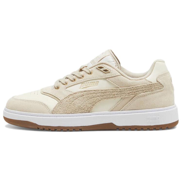 PUMA Doublecourt Leather Slip Resistant Cushioning Abrasion Resistant Low top Skateboard Shoes Unisex Light Yellow