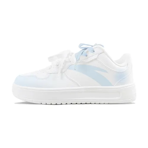 Anta Slip Resistant And Abrasion Resistant Coverage Low top Skateboard Shoes Unisex White Blue