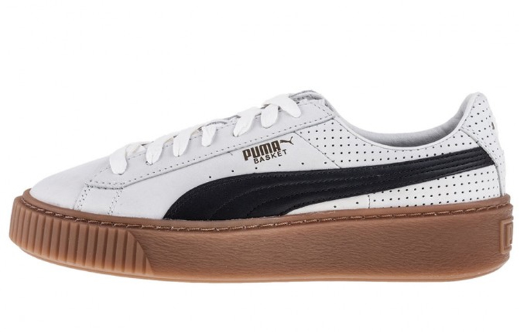 PUMA Basket Platform Perf Gum 'White Brown' Women's