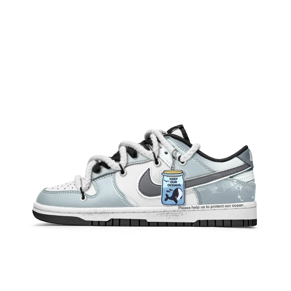 Nike Dunk Slip Resistant Abrasion Resistant Low top Skateboard Shoes Unisex Blue White