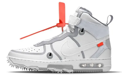 OFF WHITE x Nike Air Force 1 Synthetic Leather, Split Cow Leather, Artificial Leather Slip Resistant Abrasion Resistant