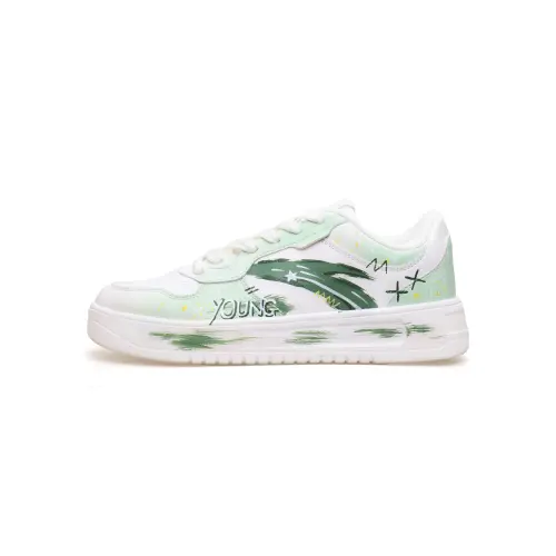 Anta Slip Resistant Cushioning Abrasion Resistant Low top Skateboard Shoes Men's White Green