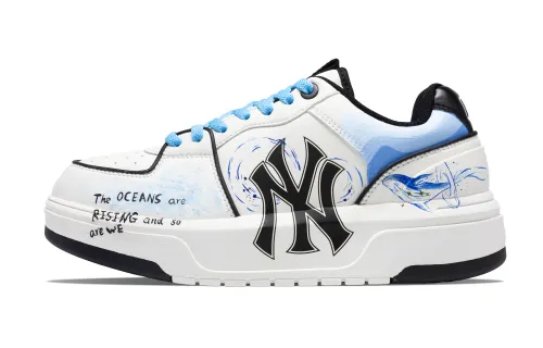 MLB Chunky Liner Slip Resistant Waterproof Non Slip And Waterproof Low top Skateboard Shoes Unisex Blue White