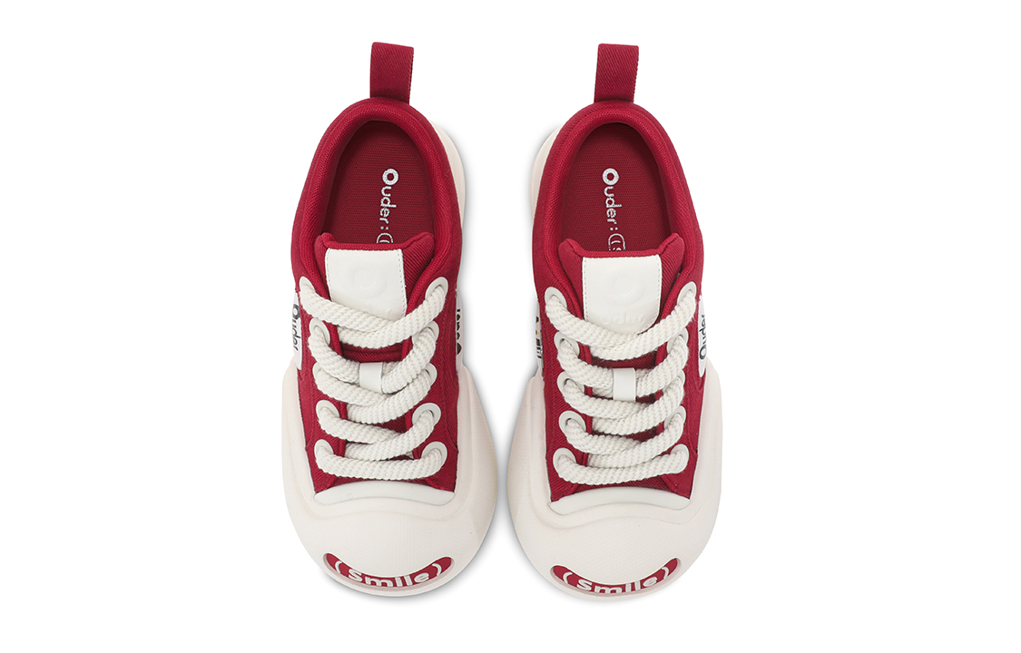 Ouder Smiler Classic Trendy Vintage Low top Canvas Skateboard Shoes Unisex Burgundy