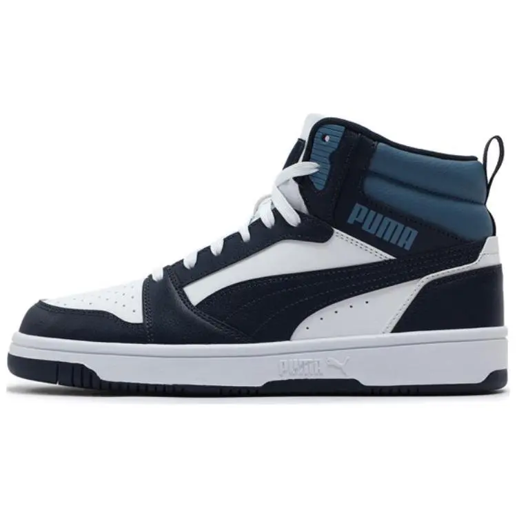 PUMA Rebound V6 Abrasion Resistant Mid top Skateboard Shoes Unisex Black Blue