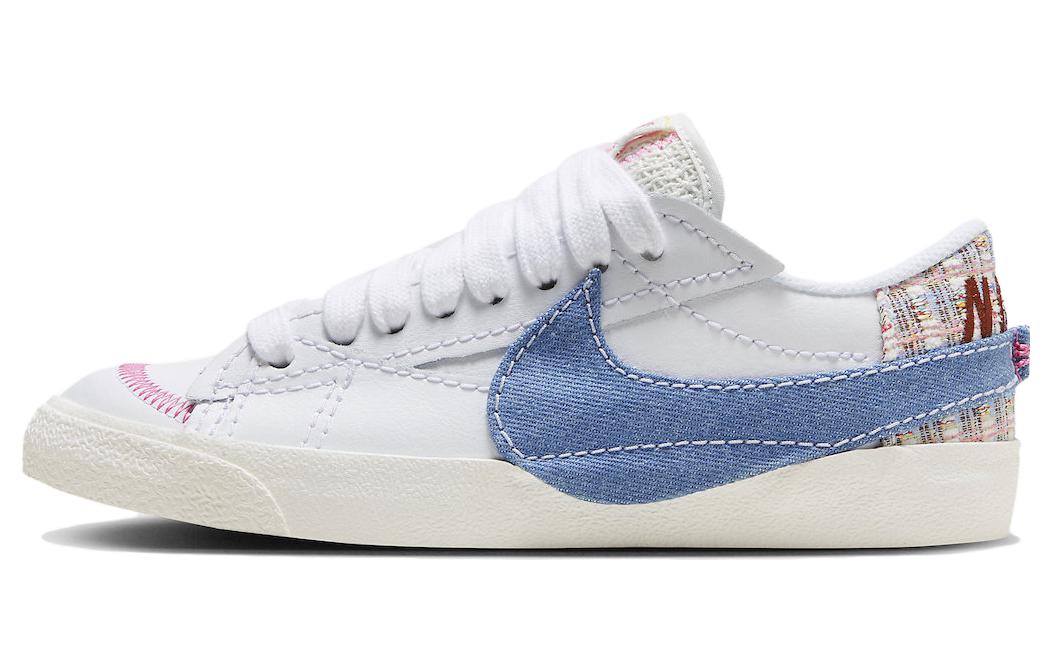 Nike Blazer Low '77 Jumbo \"Denim Swoosh\" Denim Denim Low Top Shoes Women's White Blue