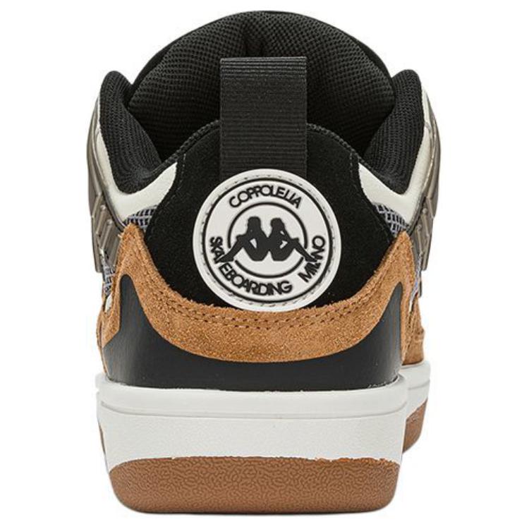 COPPOLELLA x Kappa Textile, Leather Abrasion Resistant Low top Skateboard Shoes Unisex White Brown Black