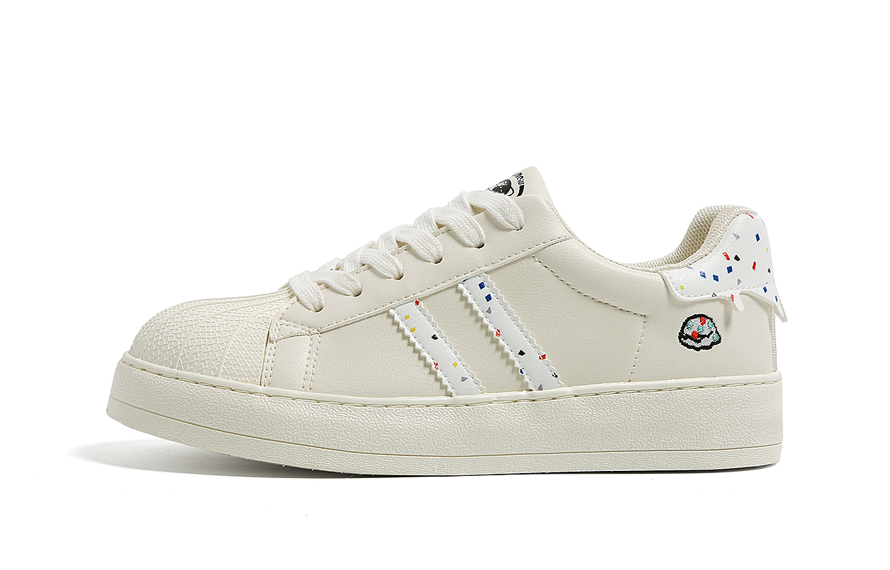 Global HUANQIU Cream Shell Toe Trendy and Avant-Garde Fashionable and Versatile Casual and Comfortable Non-Slip Wear-Resistant Lightweight and Breathable Low-top Sneakers Women's Style