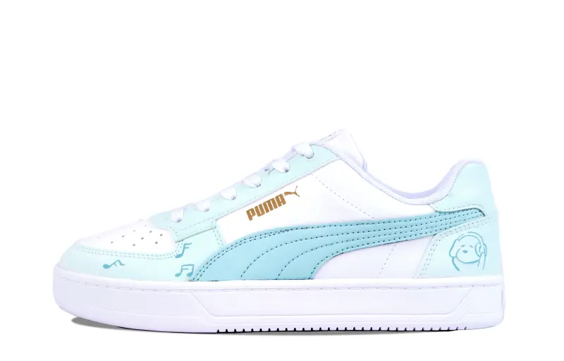PUMA Headphones Puppy Slip Resistant, Abrasion Resistant, Breathable Low top Skateboard Shoes Unisex White Blue