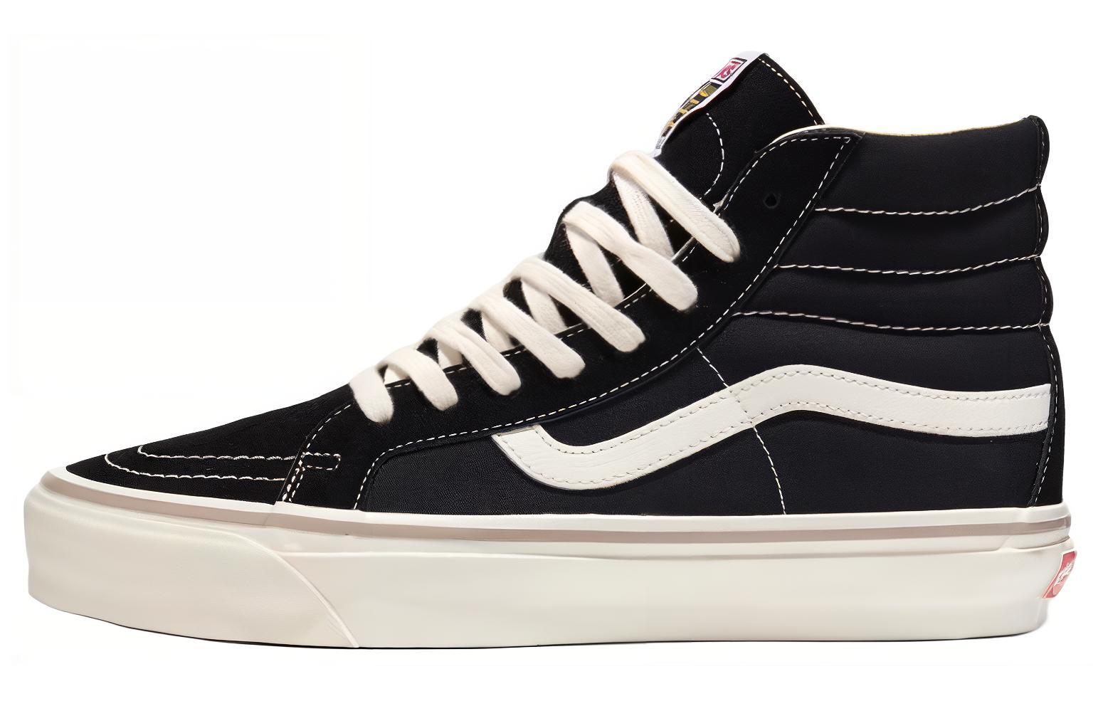 Vans SK8 Skate-Hi Reissue 38 Comfortable and versatile, shock-absorbing and wear-resistant, high-top sneakers, same style for men and women, black and white