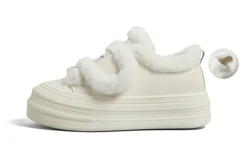 Global HUANQIU Fashionable Velcro Velcro, thickened with velvet, simple and versatile, thick sole, niche casual and comfortable, warm, non-slip, shock-absorbing, lightweight, height-increasing, low-cut sneakers, women's style