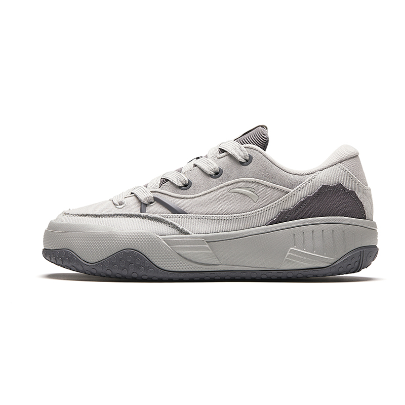 Anta Cookie Shoes Coverage Slip Resistant Cushioning Lightweight Height Increasing Low top Skateboard Shoes Men's Gray