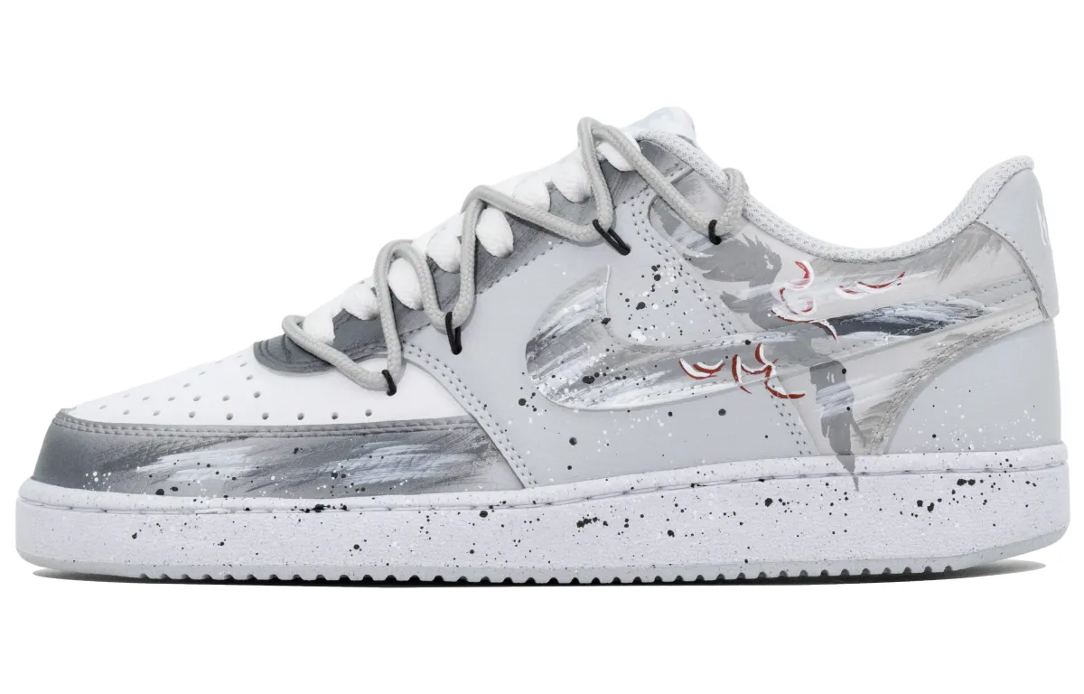 Nike Court Vision Feather Breaks The Wind Abrasion Resistant Low top Skateboard Shoes Men's White Gray