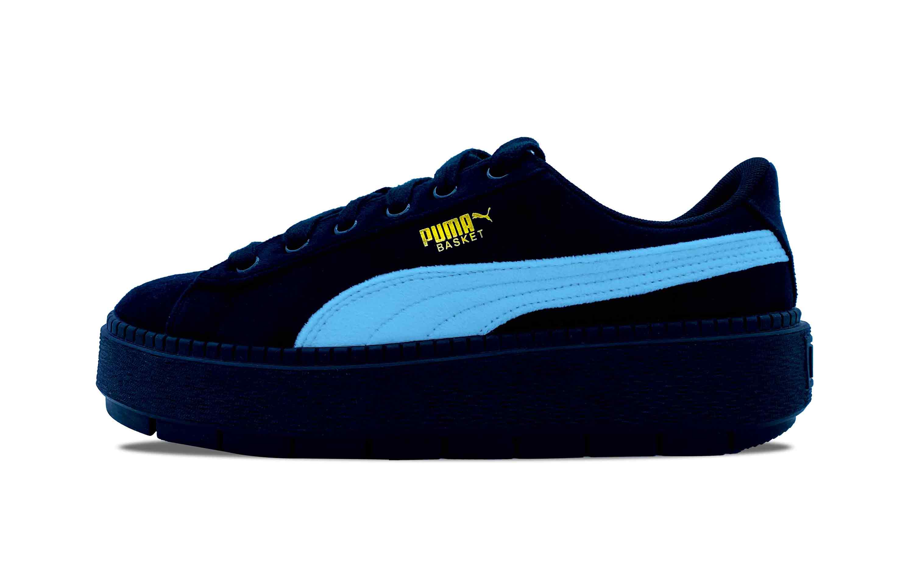 PUMA Platform Trace Slip Resistant Slip Resistant Low top Skateboard Shoes Women's Black Blue