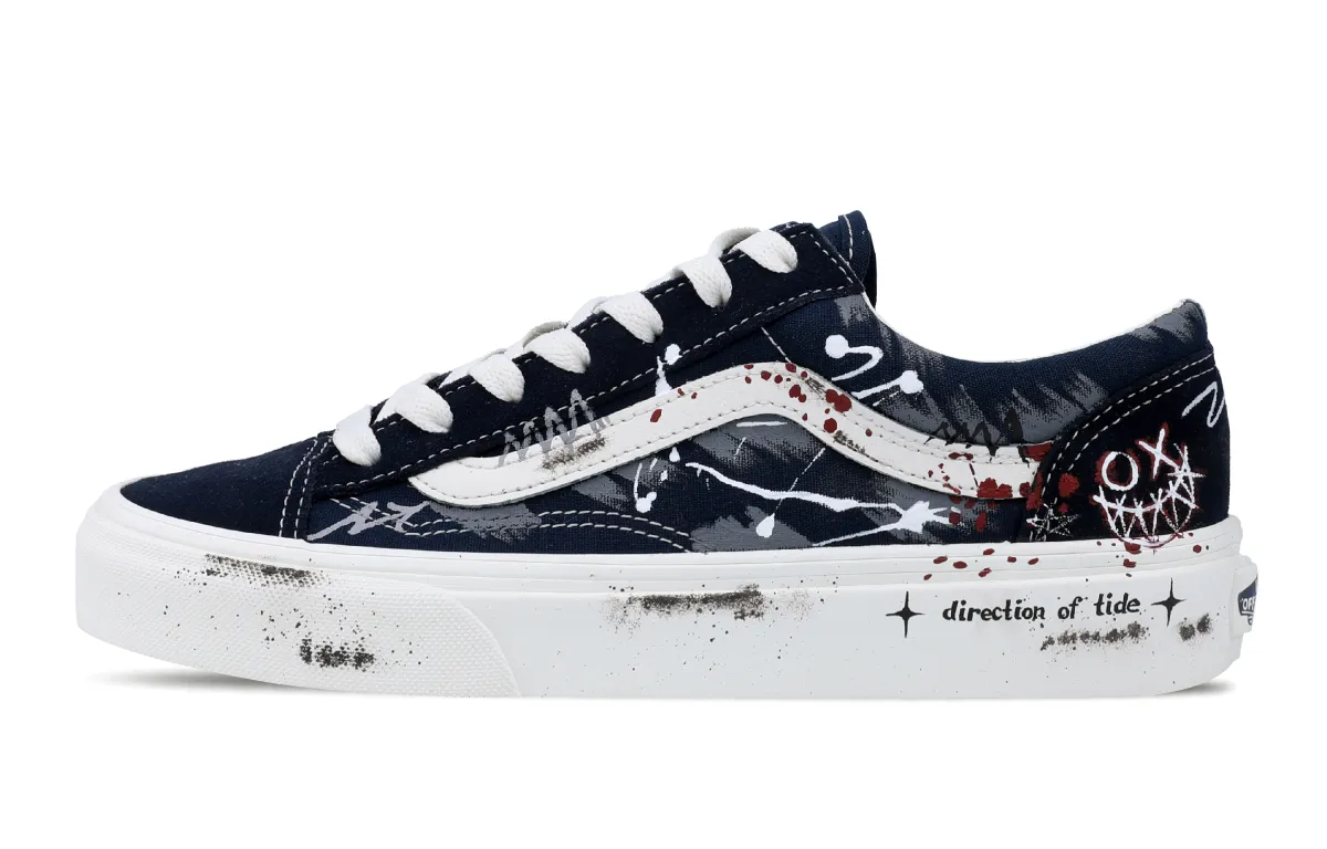 Vans Style 36 Slip Resistant Lightweight Non slip Lightweight Low top Skateboard Shoes Unisex Navy Blue