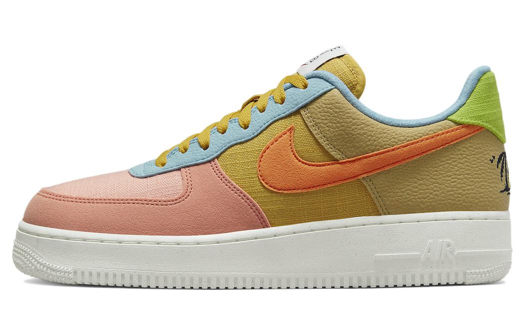 Nike Air Force 1 07 LV8 NN \"Sun Club\" Canvas Fur Leather Recyclable Material Splicing Low Top Shoes Men's Yellow Pink Blue