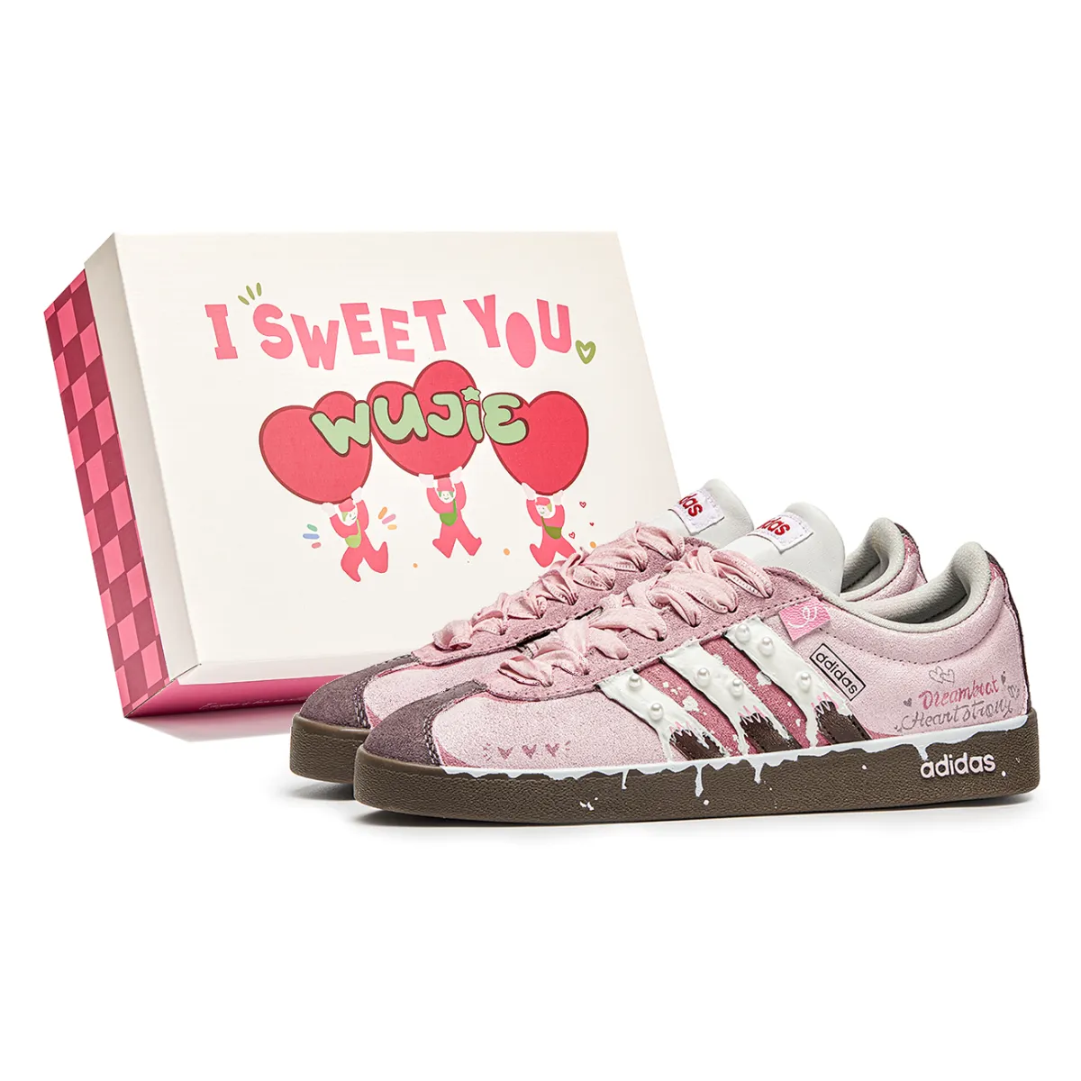 Adidas Cream Pink Cushioning Low top Skateboard Shoes Unisex Pink Brown