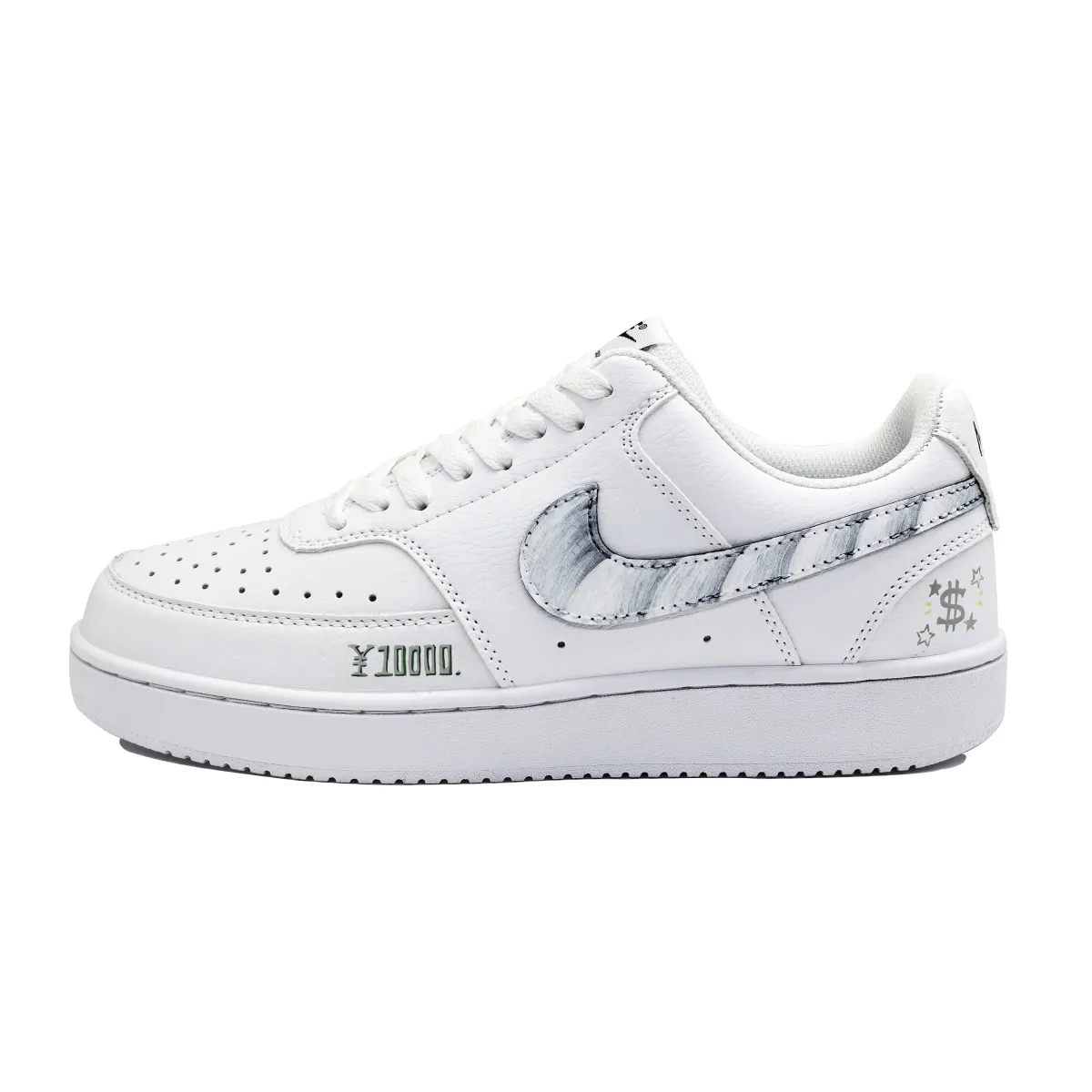 Nike Court Vision 1 Billionaire Leather Abrasion Resistant Low top Skateboard Shoes Unisex White Gray