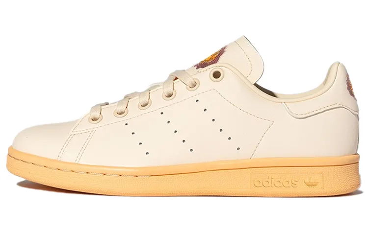 Adidas Originals Stan Smith Synthetic Leather Abrasion Resistant Low top Skateboard Shoes Women's Beige Yellow
