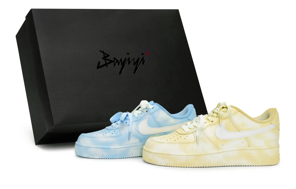 Nike Air Force 1 Low top Skateboard Shoes Unisex White Yellow Blue