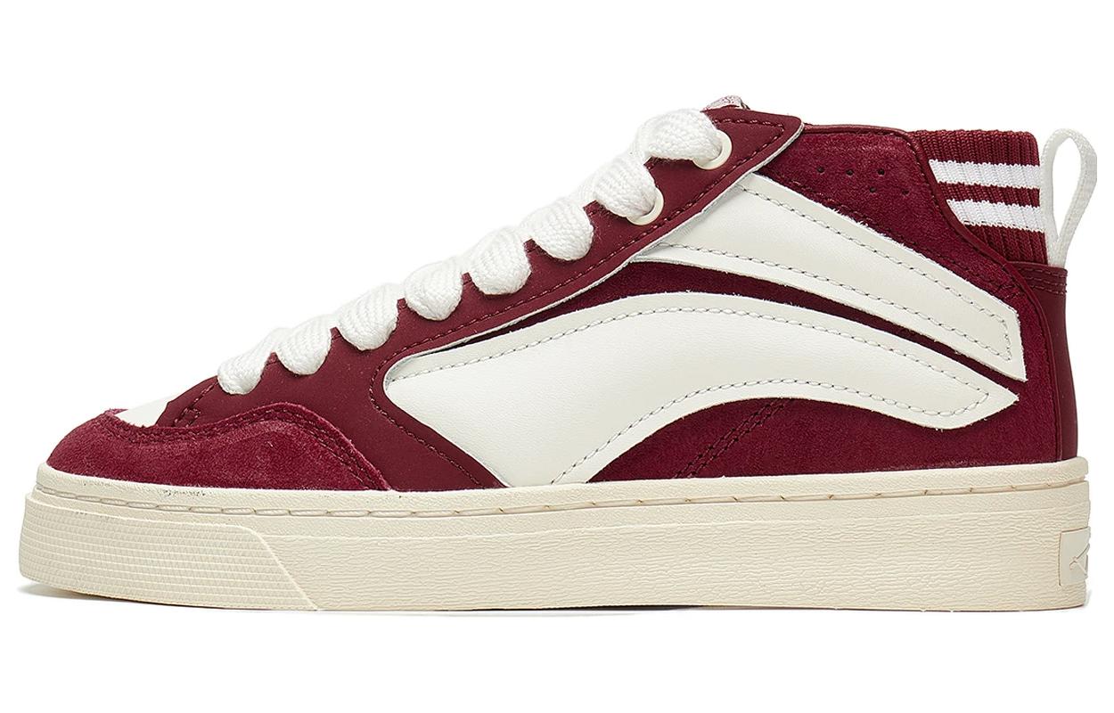 Li Ning Wave 180 VNTG Slip Resistant Abrasion Resistant Mid top Skateboard Shoes Women's Red White