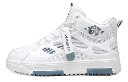 DEERWAY Mid top Skateboard Shoes Men's White Blue