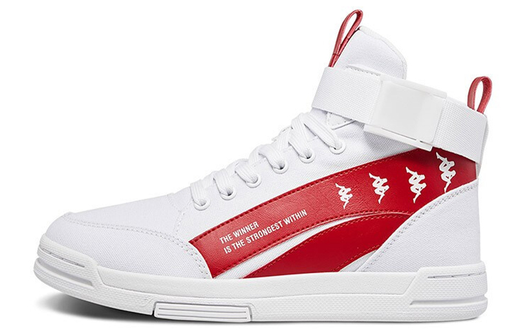 Kappa BANDA Skateboard Shoes Unisex High Top White Red