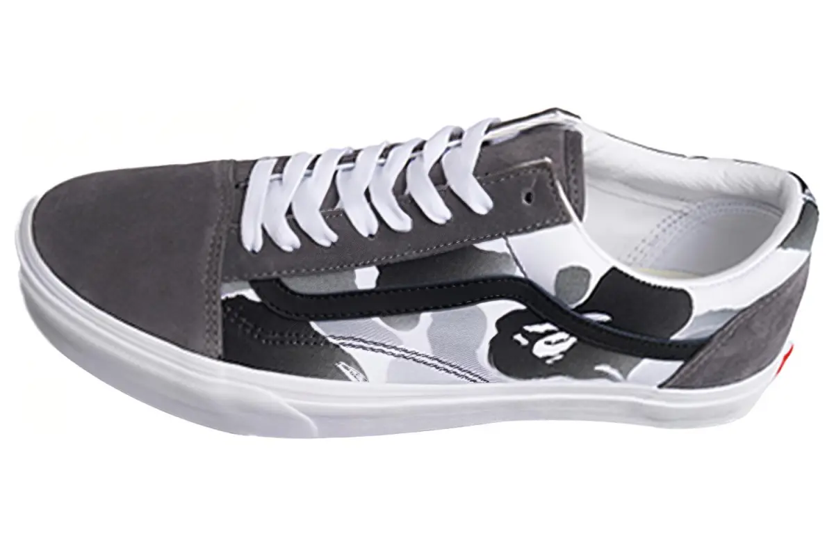 A BATHING APE X Vans Old Skool Skate Shoes Unisex Low-top Gray/White