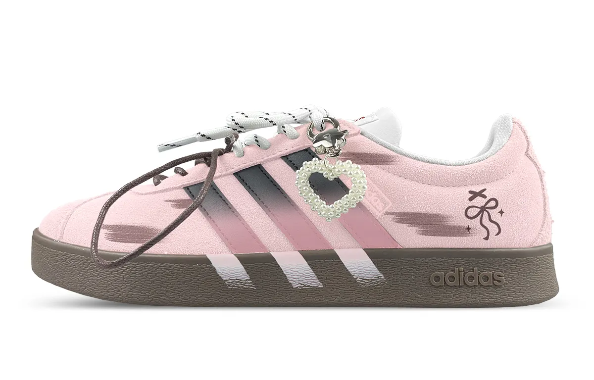 Adidas VL COURT 2.0 Cushioning, Wear Resistant Low top Skateboard Shoes Unisex Pink Brown