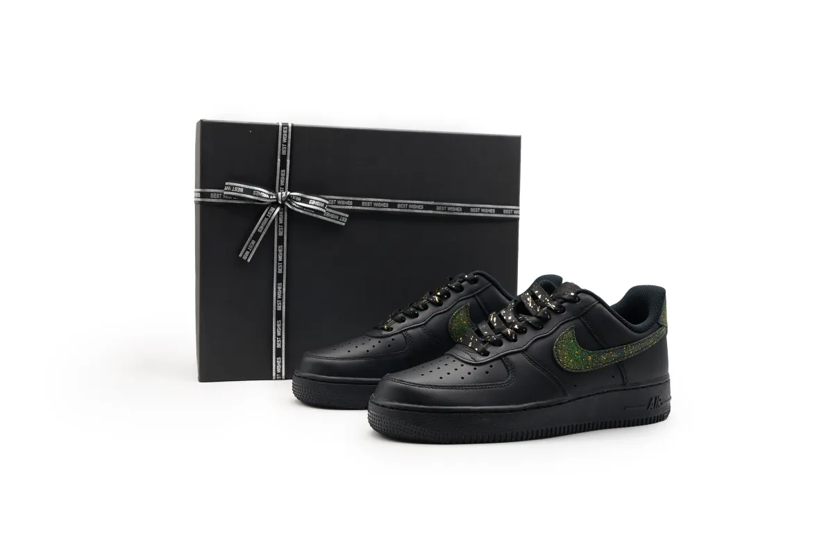 Nike Air Force 1 Slip Resistant Abrasion Resistant Low top Skateboard Shoes Unisex Black